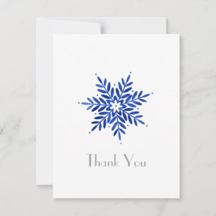 Indigo Blue Watercolor Abstrakt Snowflake Dankeskarte