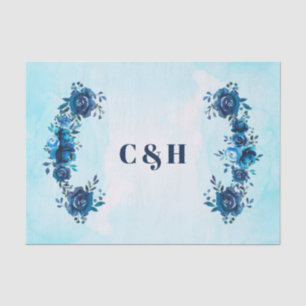 Indigo Blue Watercolor Blume Blumenhochzeit Seidenpapier