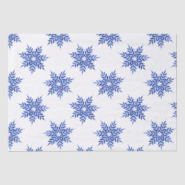 Indigo Blue Watercolor Snowflake Muster Seidenpapier