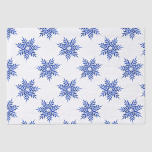 Indigo Blue Watercolor Snowflake Muster Seidenpapier