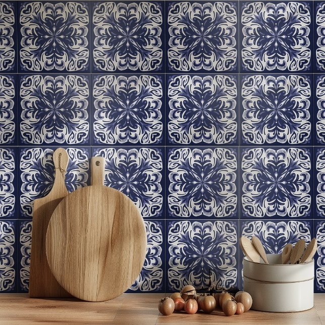 Indigo Blue White Azulejo Mittelmeer Fliese (Von Creator hochgeladen)