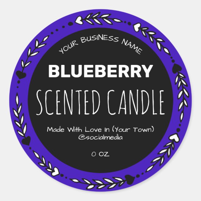 Indigo Blueberry Scented Product Labels Runder Aufkleber (Vorderseite)