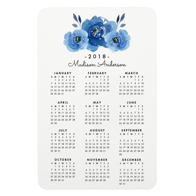 Indigo-Blume | Personalisiertes Kalendermagazin 20 Magnet (Vertikal)