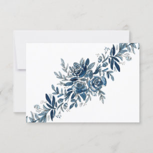 Indigo Blume Reaktion auf Hochzeiten und Auswahl d RSVP Karte