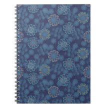 Indigo-Blumenmuster-Notizbuch