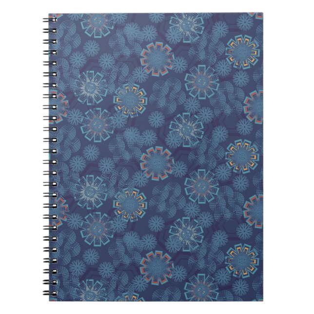 Indigo-Blumenmuster-Notizbuch Notizblock (Vorderseite)