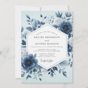 Indigo Blumige Ätherische Hochzeit Einladung