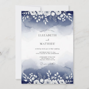 Indigo-Blüten-Ätherische Hochzeit Einladung