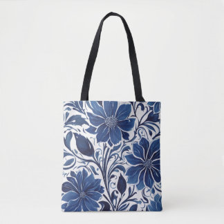 Indigo-Blüten-Garten-Tragetasche