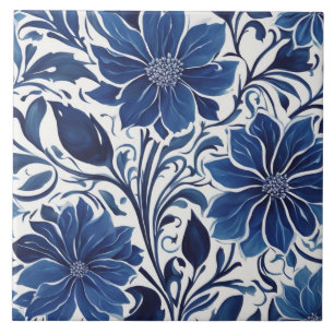 Indigo-Blüten-Gartenfliese Fliese