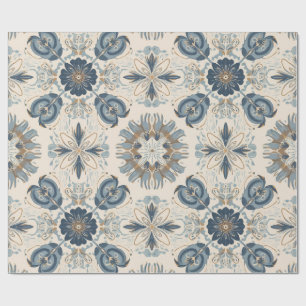 Indigo Boho Floral Mandalas Geschenkpapier