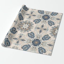 Indigo Boho Floral Mandalas  Geschenkpapier