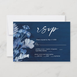 Indigo Botanical Blue Wedding RSVP Card