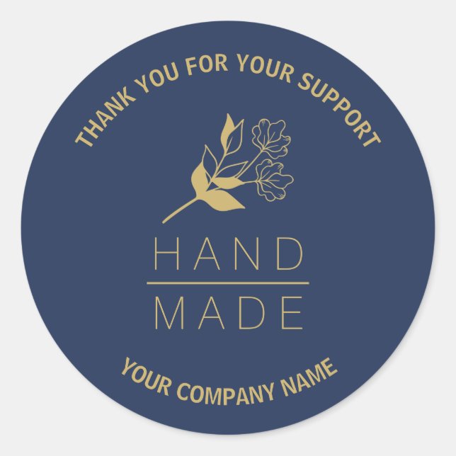 Indigo Botanical Simple Minimalist Handmade  Runder Aufkleber (Vorderseite)