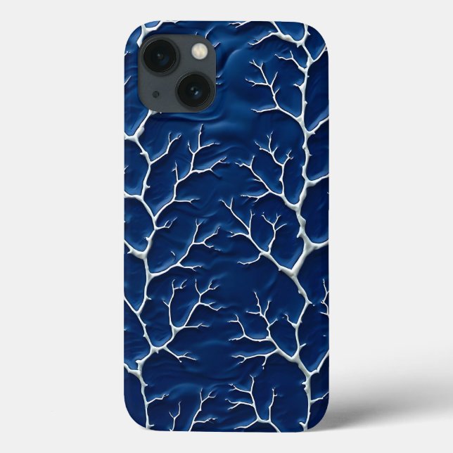 Indigo Branch Texture iPhone Case Design (Rückseite)
