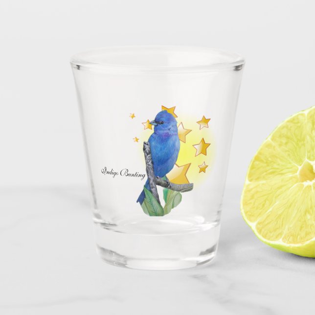 Indigo Bunting Bird ist ein Star Schnapsglas (Vorderseite)