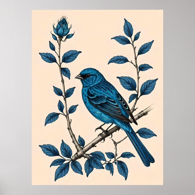 Indigo Bunting Bliss - Ein Lied von Farben Poster (Vorne)