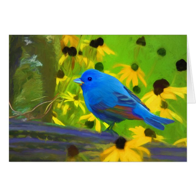 Indigo Bunting Painting - Original Bird Art (Vorderseite (Horizontal))