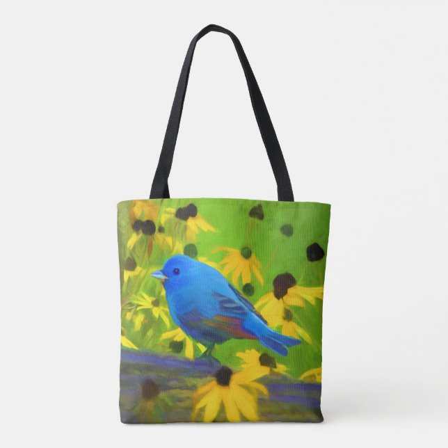 Indigo Bunting Painting - Original Bird Art (Rückseite)