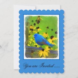 Indigo Bunting Painting - Original Bird Art Einladung