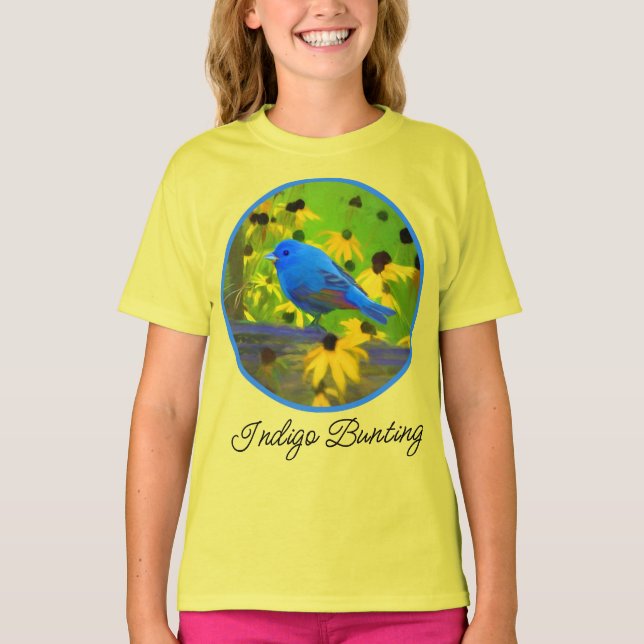 Indigo Bunting Painting - Original Bird Art T-Shir T-Shirt (Vorderseite)