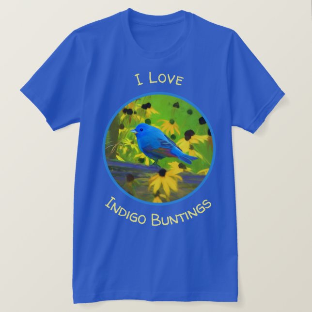 Indigo Bunting Painting - Original Bird Art T-Shirt (Design vorne)