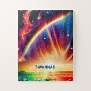 Indigo Cosmos entleash Rainbow Vibranly Lit Skies Puzzle