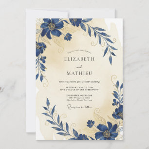 Indigo Cream Anemone Hochzeit Einladung