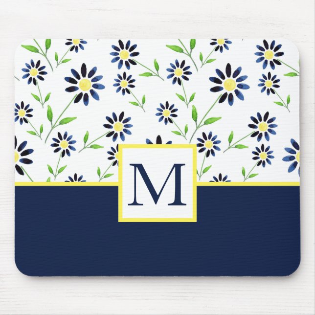 Indigo Daisy Pattern Mousepad (Vorne)