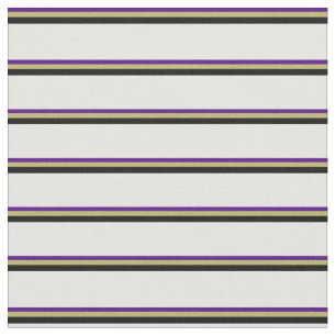 Indigo, Dark Khaki, Black & Mint Cream Streifen Stoff