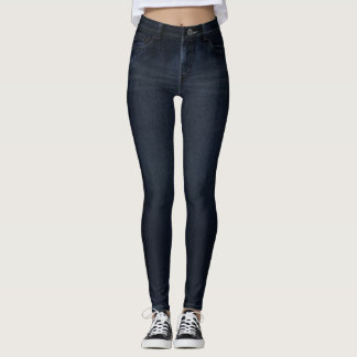 Indigo Dark Wash Jeans All-Over Printed Leggings