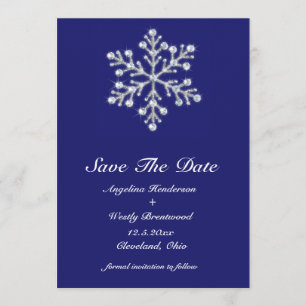 Indigo der Winter-Schneeflocke Save the Date