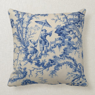 Indigo-Designer Toile Kissen