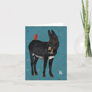 INDIGO DONKEY & KARDINAL Monogram-Notecard