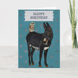 INDIGO DONKEY & OWL Birthday Card Karte