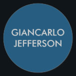 Indigo Dye Blue Minimalistisch Beruflich Ihren Nam Runder Aufkleber<br><div class="desc">Modernes,  kreatives,  minimalistisches Design.</div>