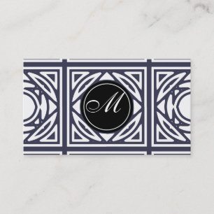 Indigo-elegantes gerahmtes Monogramm Visitenkarte
