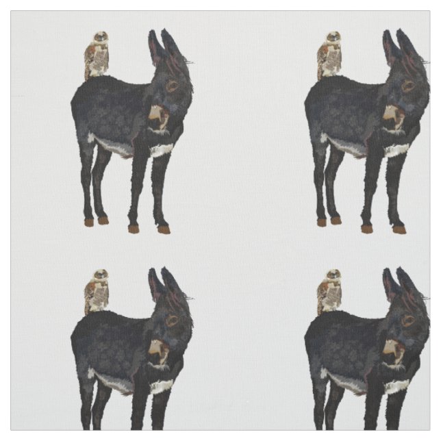INDIGO-Esel & Eule Stoff (Muster)