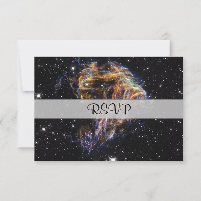 Indigo Espero Stellar Debris Cloud RSVP Karte (Vorderseite)