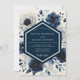Indigo Ethereal Bloom Hochzeit Einladung