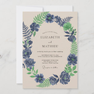 Indigo-Farn-Hochzeit Einladung