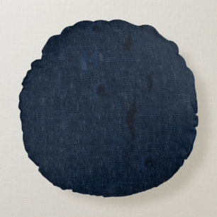 Indigo-Feldtuch-Wurfkissen, japanisch inspiriert Rundes Kissen