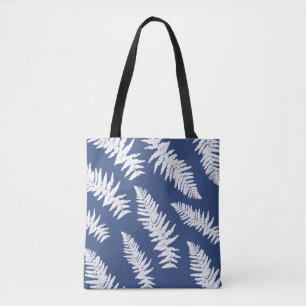 Indigo Fern Print Blue Tote Bag