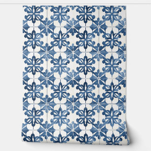 Indigo Floral Medley Petite - Blau und Cream Tapete