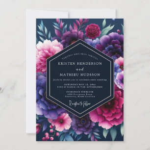 Indigo Fuchsia Nocturne Hochzeit Einladung