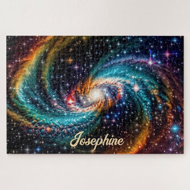 Indigo Galactic Spiral in Deep Outer Space Name Puzzle (Horizontal)