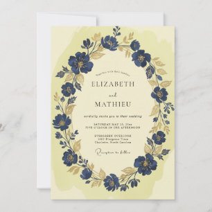 Indigo Gold Anemone Hochzeit Einladung