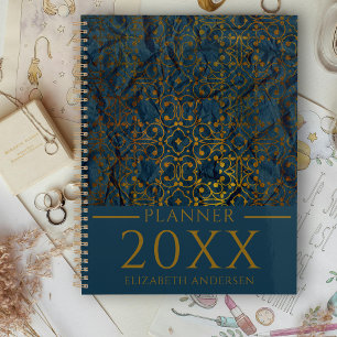 Indigo Gold Classic Elegante Damaskus Jahr Planer