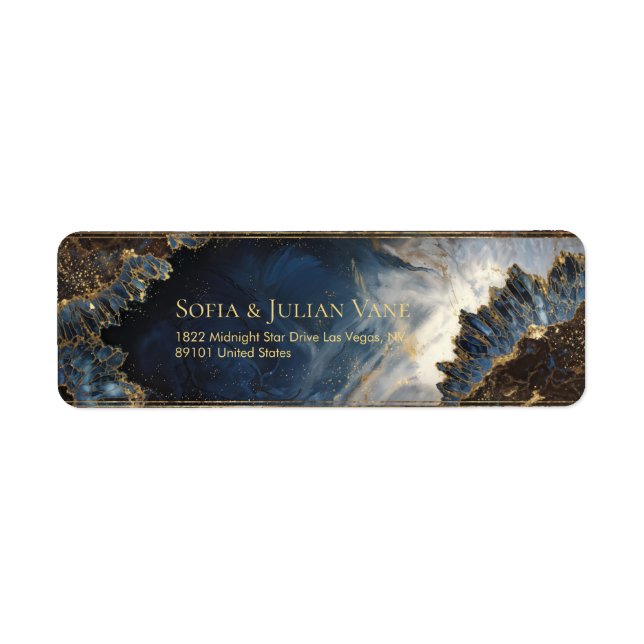 Indigo Gold Foil Crystal Geode Return Address (Vorne)