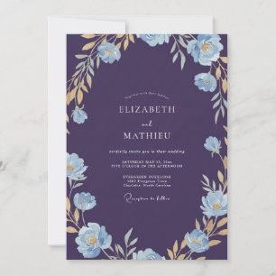 Indigo Gold Wildflower-Hochzeit Einladung